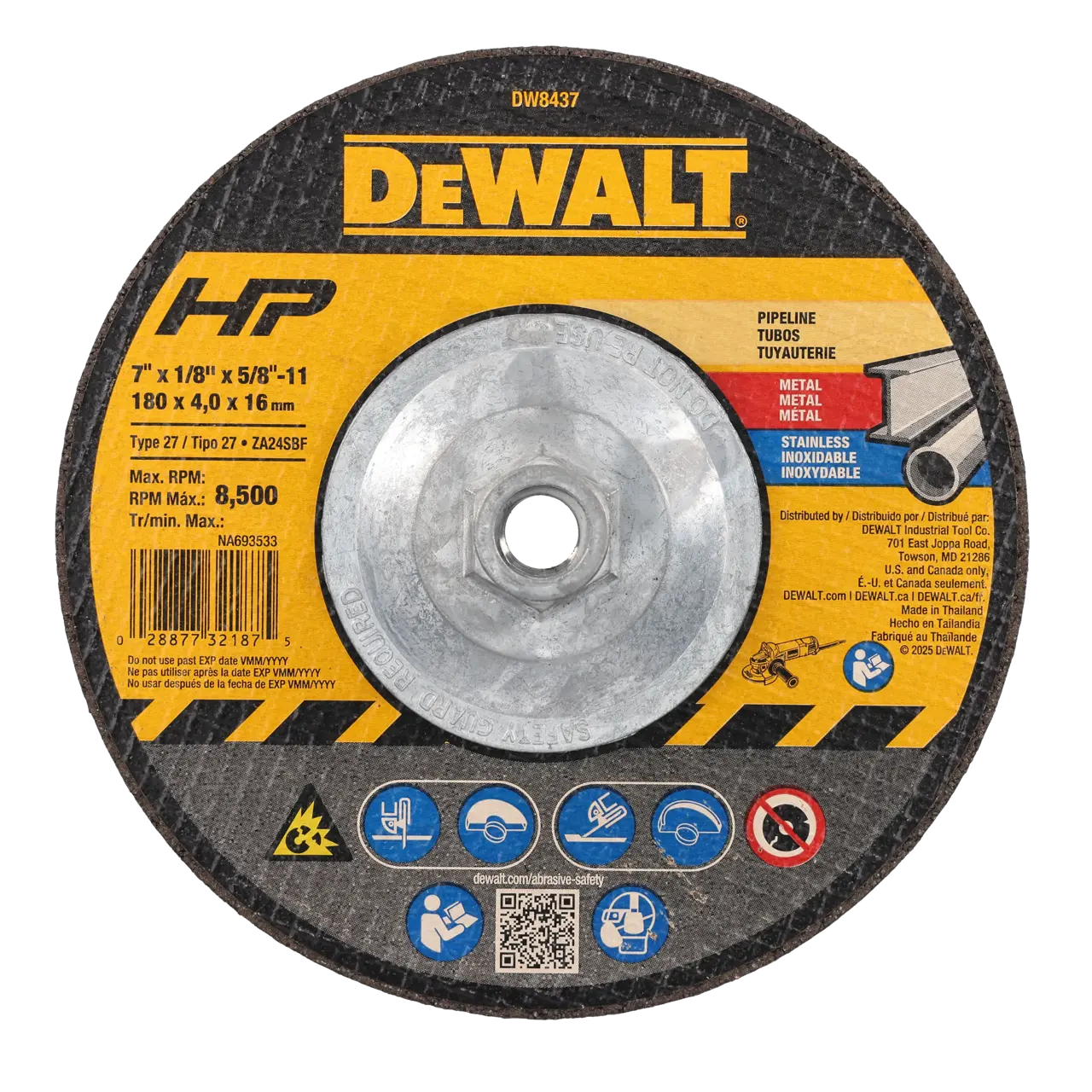 HP7-IN. X 1/8-IN. X 5/8-IN.-11 Metal Pipeline Grinding Wheel