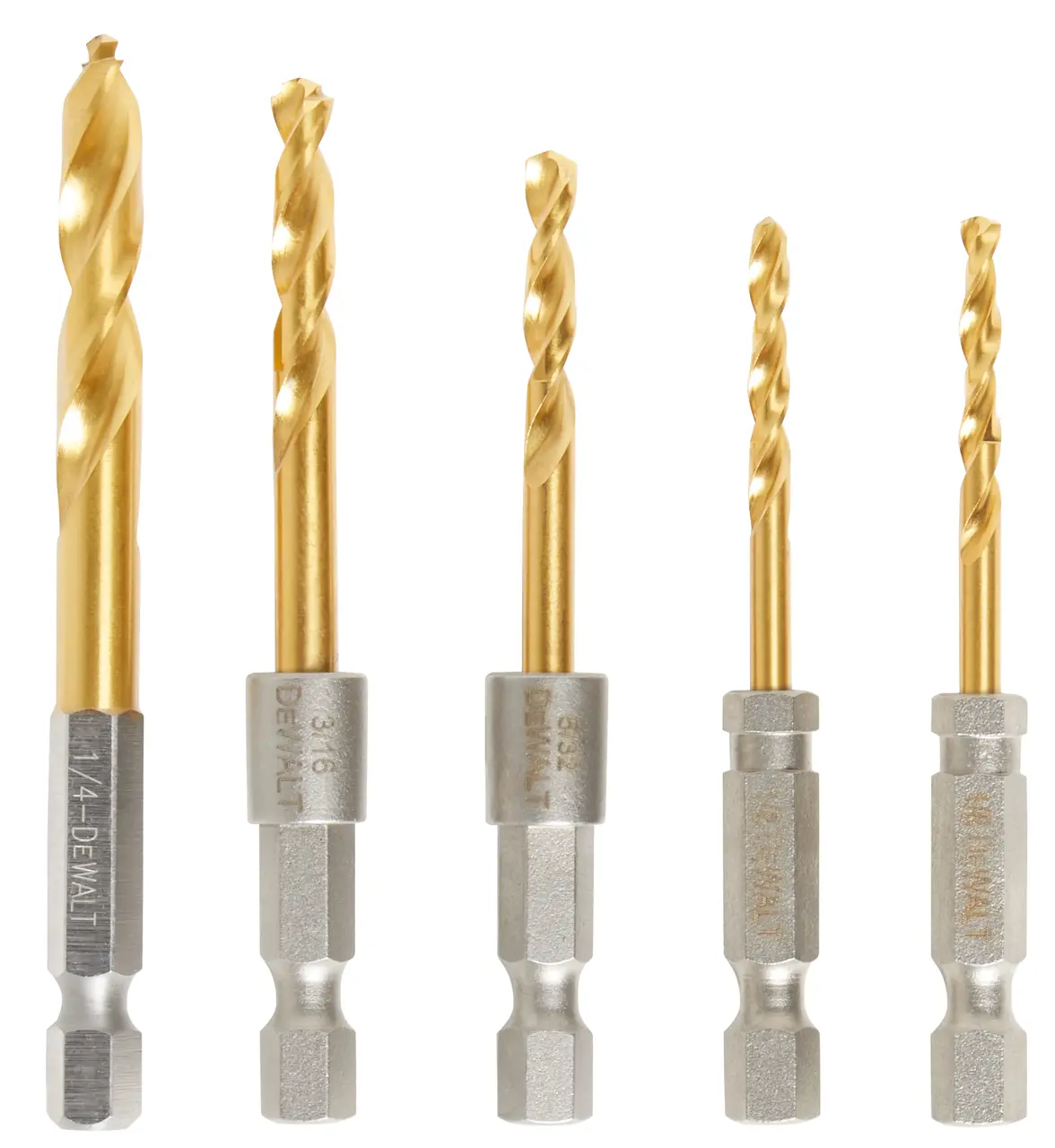 Impact ready titanium nitride coated drill bit set, 5-PC.