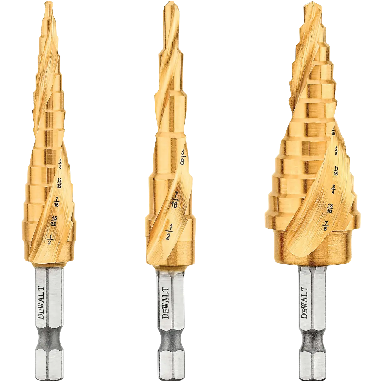 Impact Ready Titanium Nitride Coating Step Drill Bit Set (3-PC.)