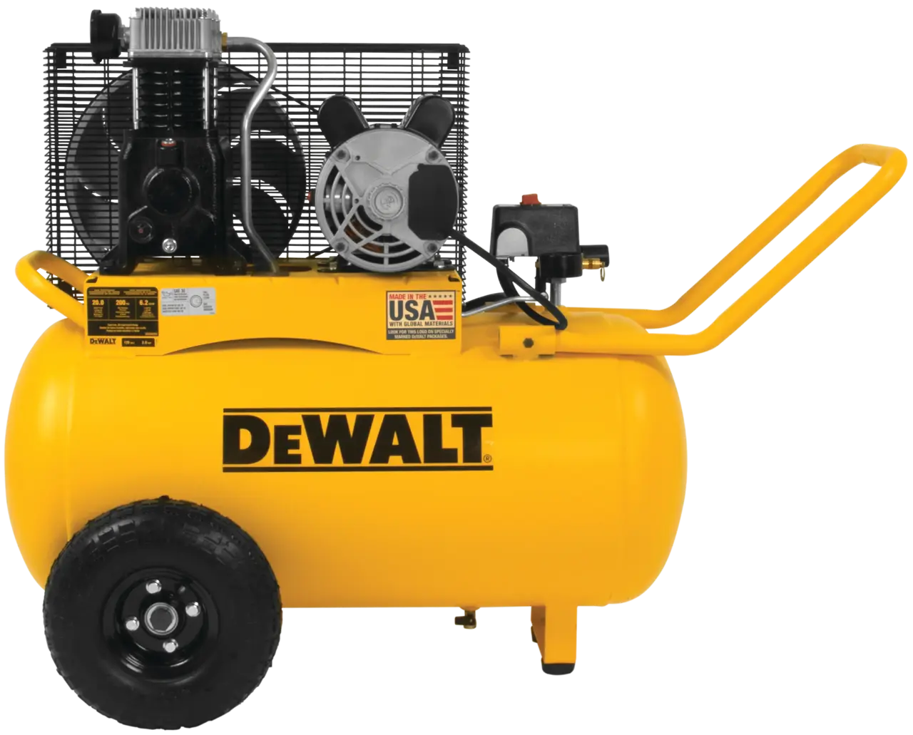 Oil Lubed Belt Drive Portable Horizontal Electric Air Compressor (200 Psi) (20 Gal)