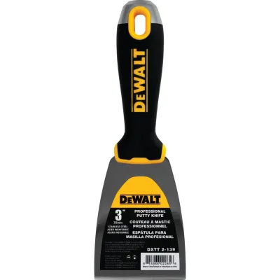 Stainless steel putty knife with soft grip handle