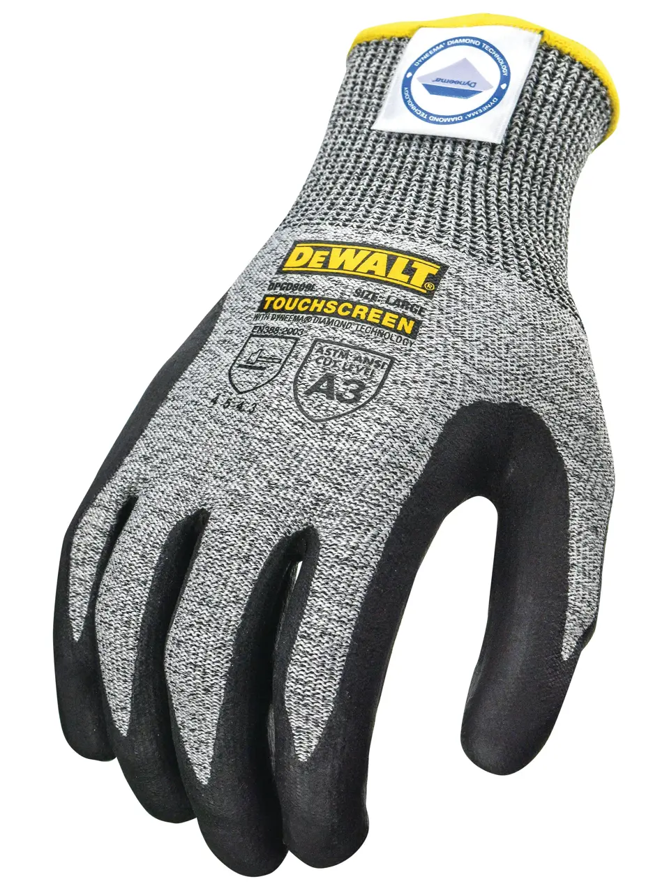 DEWALT Touchscreen cut gloves with dyneema diamond technology DPGD809XL