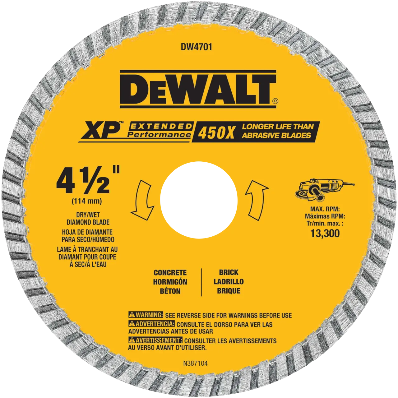 XP™ 4-1/2-IN. Wet/dry turbo diamond blade for concrete & masonry