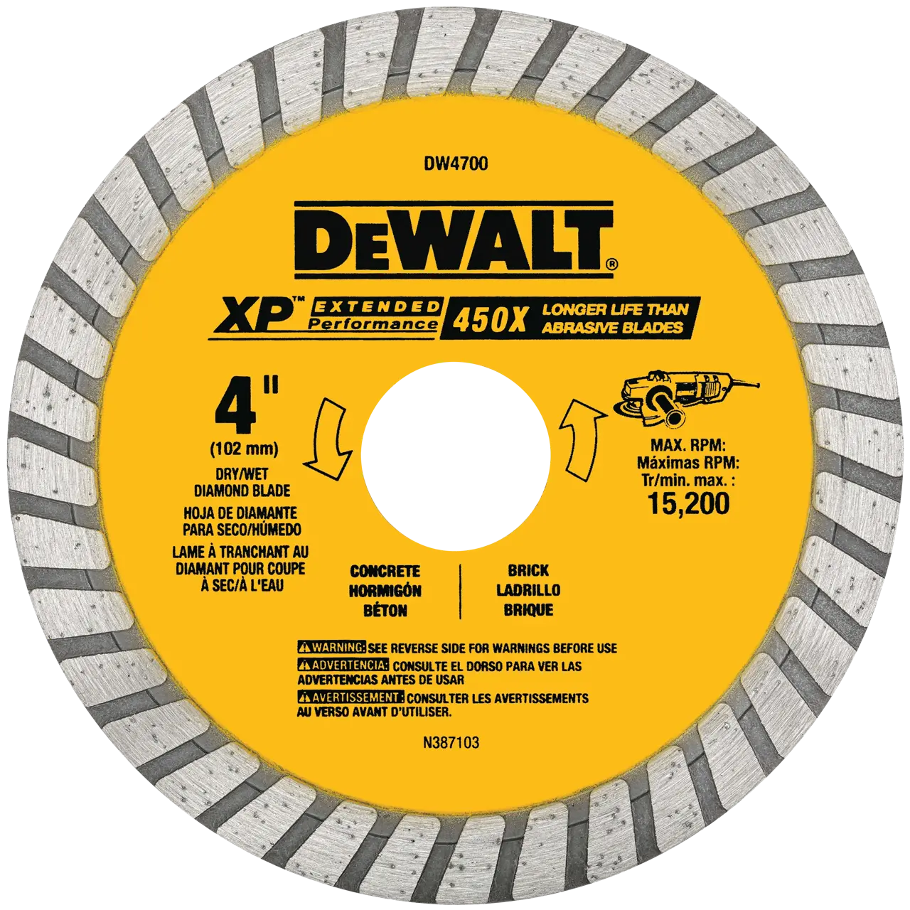XP™ 4-IN. Wet/dry concrete/masonry turbo diamond blade