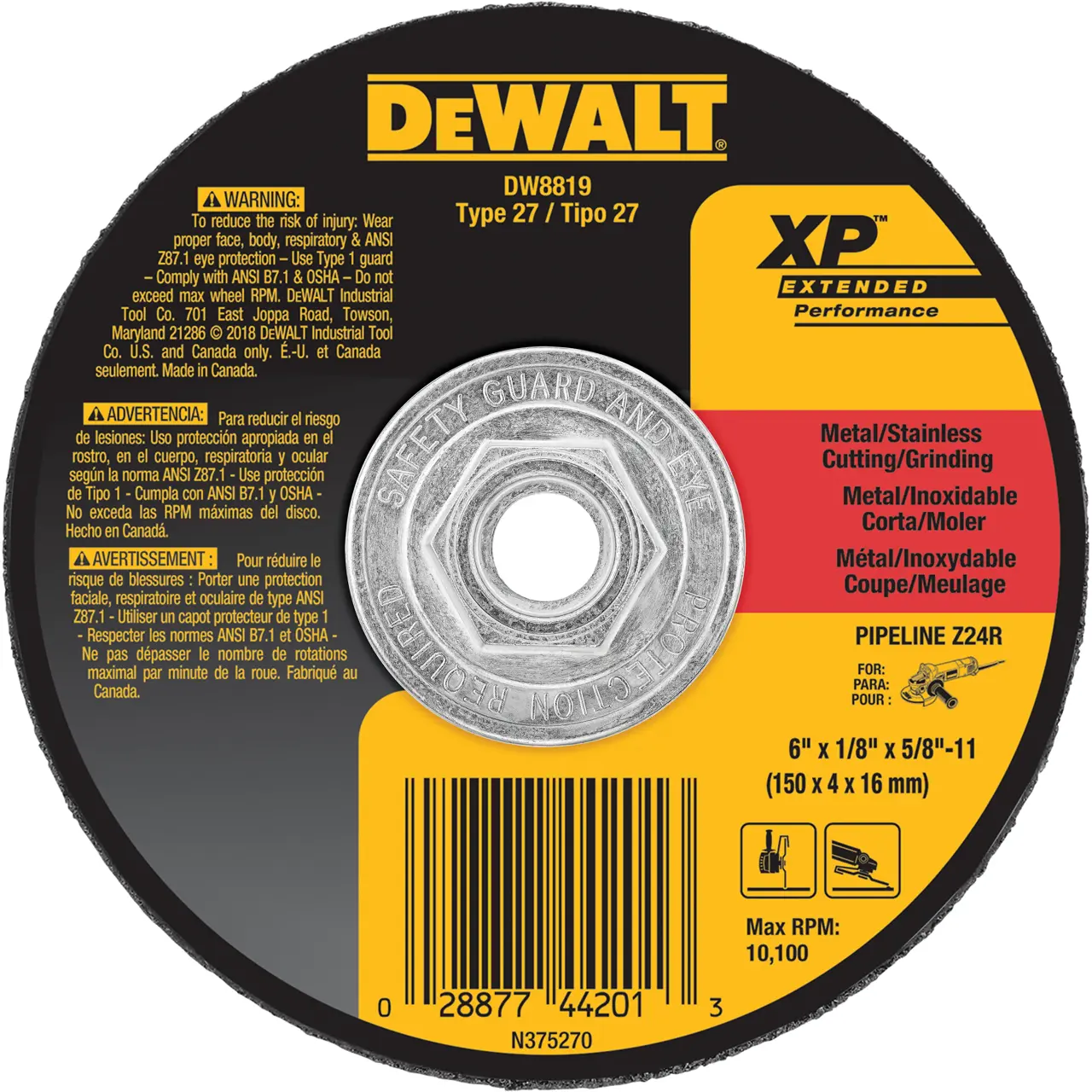 XP™ 6-IN. X 1/8-IN. X 5/8-IN.-11 T27 Zirconia Metal Grinding Wheel