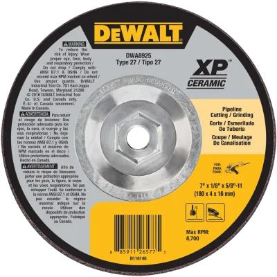 XP™ 7-IN. X 1/8-IN. X 5/8-IN.-11 T27 ceramic pipeline cutting & grinding wheel