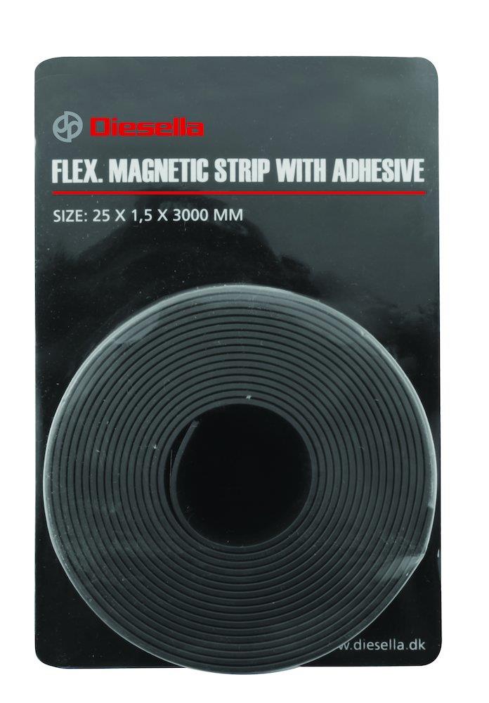Diesella Magnetic Tape with adhesive grey - 3000mm, 25mm, 1.5mm