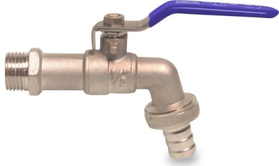 Drain B401296 Brass Ball Valve 3/4" with 19 mm Hose Nozzle L-Handle
