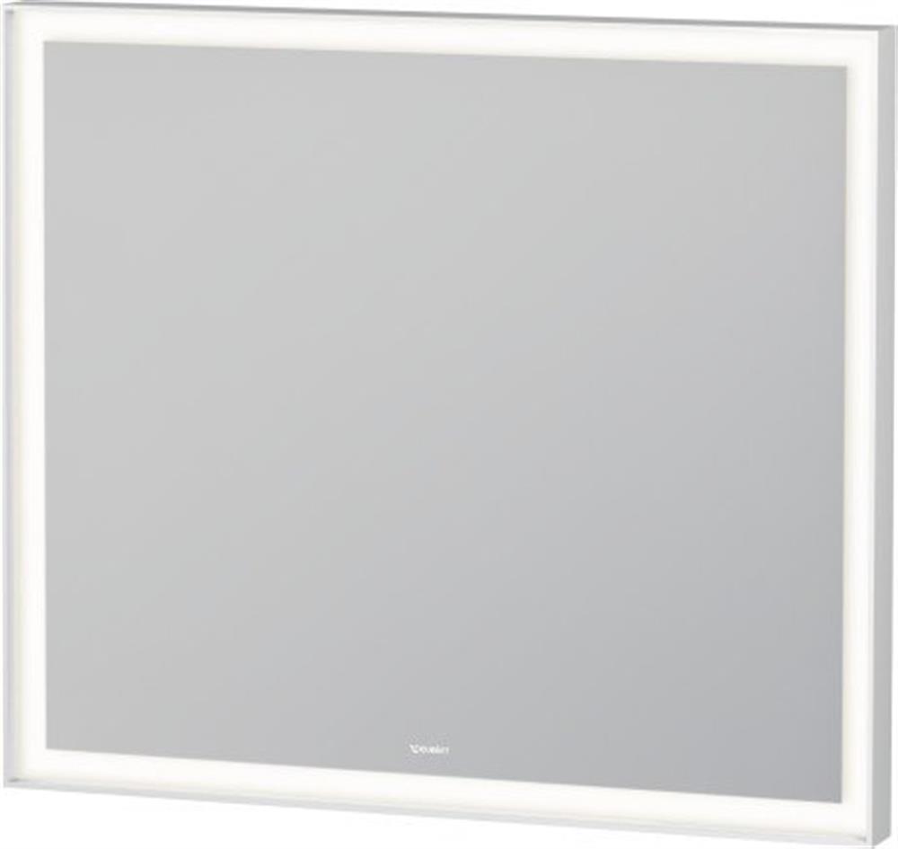 Duravit L-Cube Mirror - 700 x 800 x 67mm, Matte White, Square with Illuminated Frame