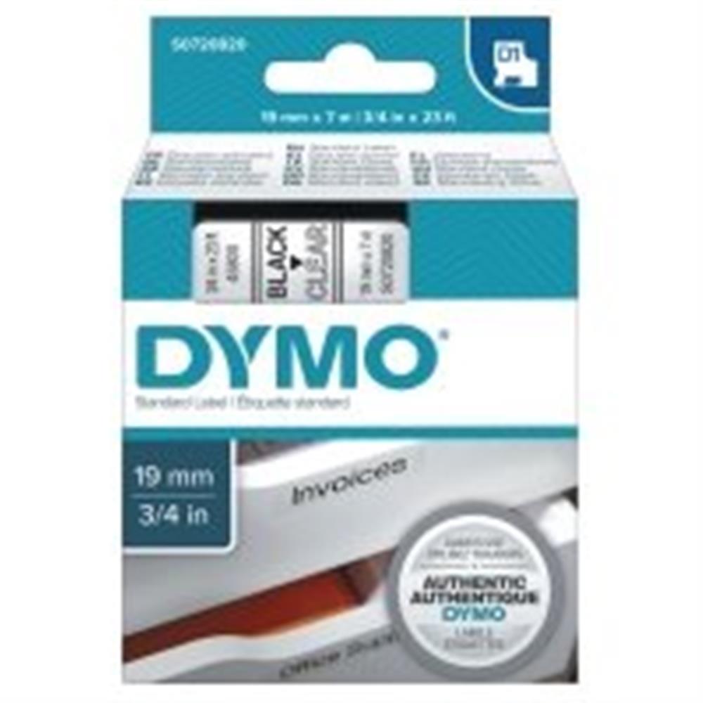 Dymo D1 Label Tape black/transparent - 19mm
