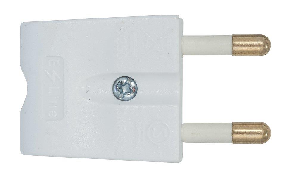 E-Line Plug white - Flat straight, without earth