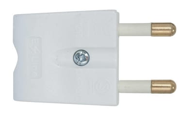E-Line Plug white - Flat straight, without earth