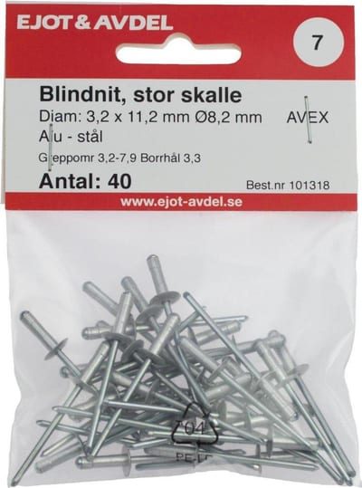 EJOT AVEX alu/steel round-head - 4.8mm, 10.3mm, 1,6-6,4mm