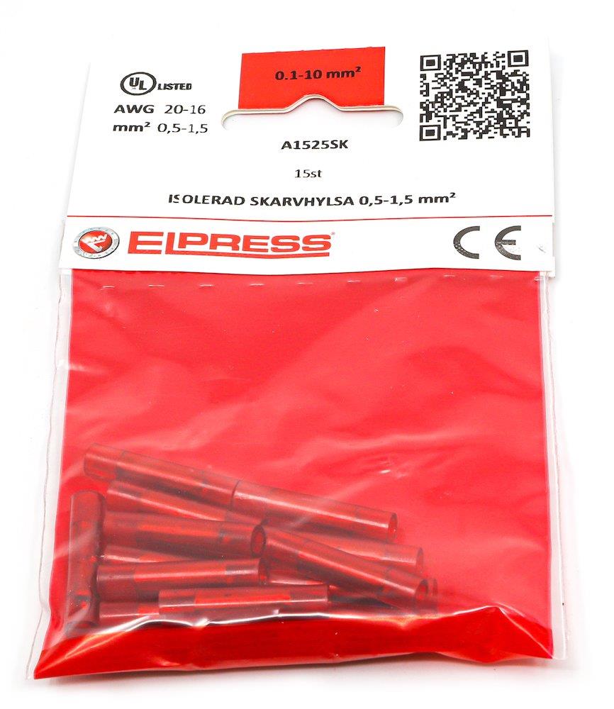 Elpress A1525SK-CP Compression Sleeve - 0,5 - 1,5 mm², red, Insulated, PA-Cu ( Polyamide / copper )