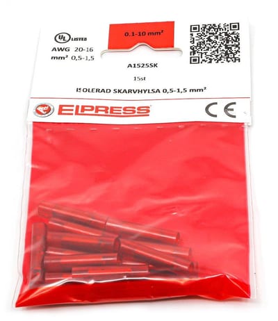 Elpress A1525SK-CP Compression Sleeve - 0,5 - 1,5 mm², red, Insulated, PA-Cu ( Polyamide / copper )