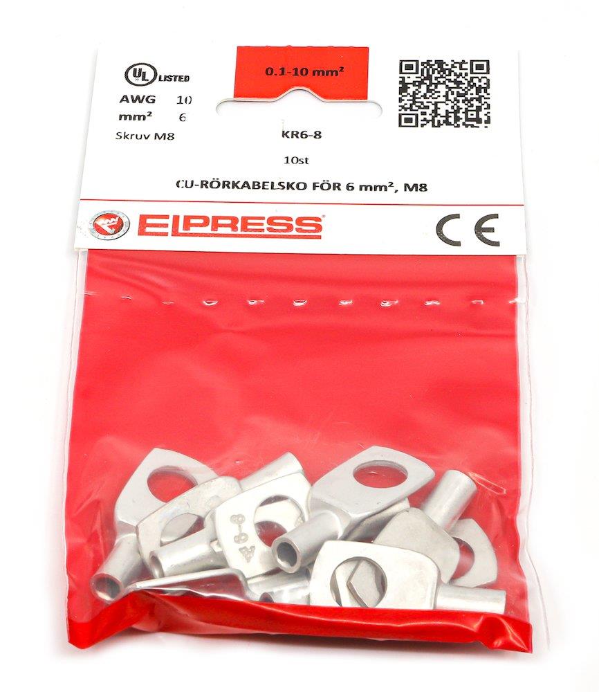 Elpress KR6-8-CP Cable Lug - 6 mm², 8mm, Cu ( copper ) tinned, 2 - 5
