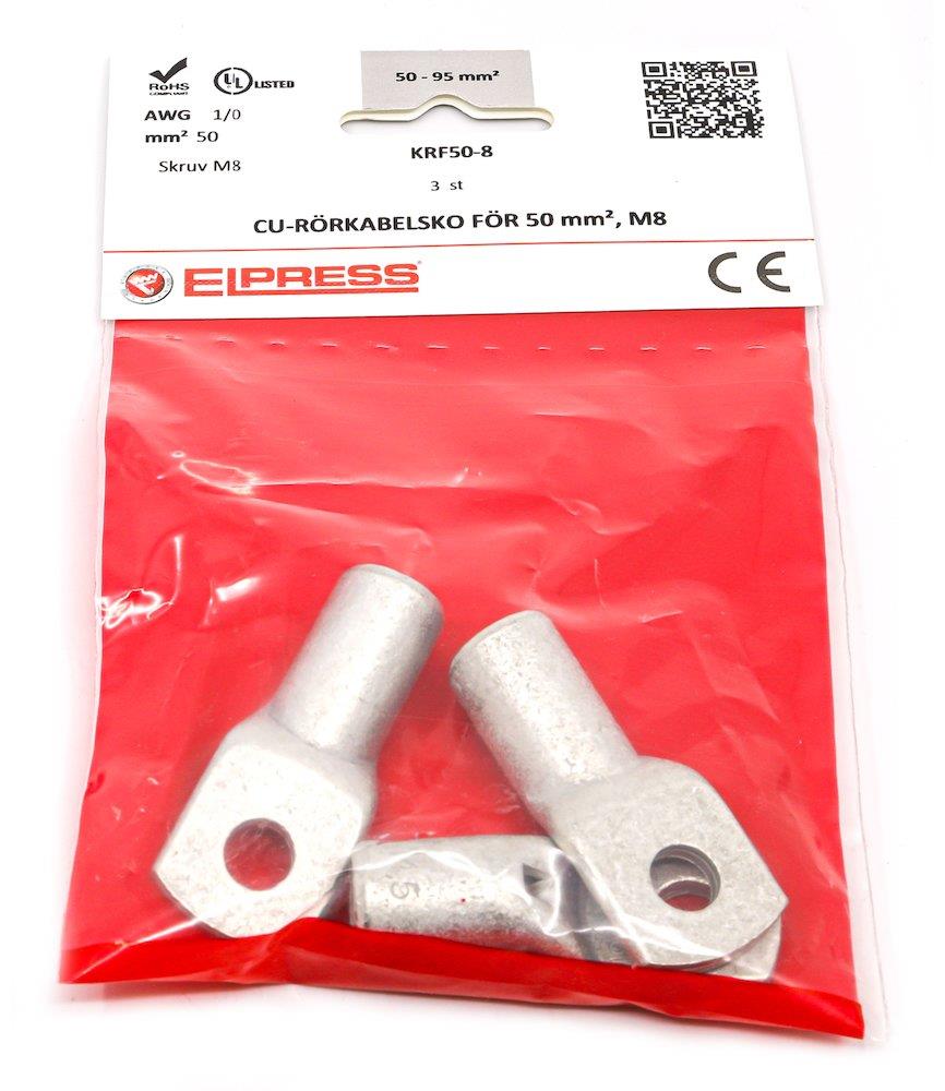 Elpress KRF50-8-CP Cable Lug - 50 mm², 8mm, Cu ( copper ) tinned, 2 - 5 - 6