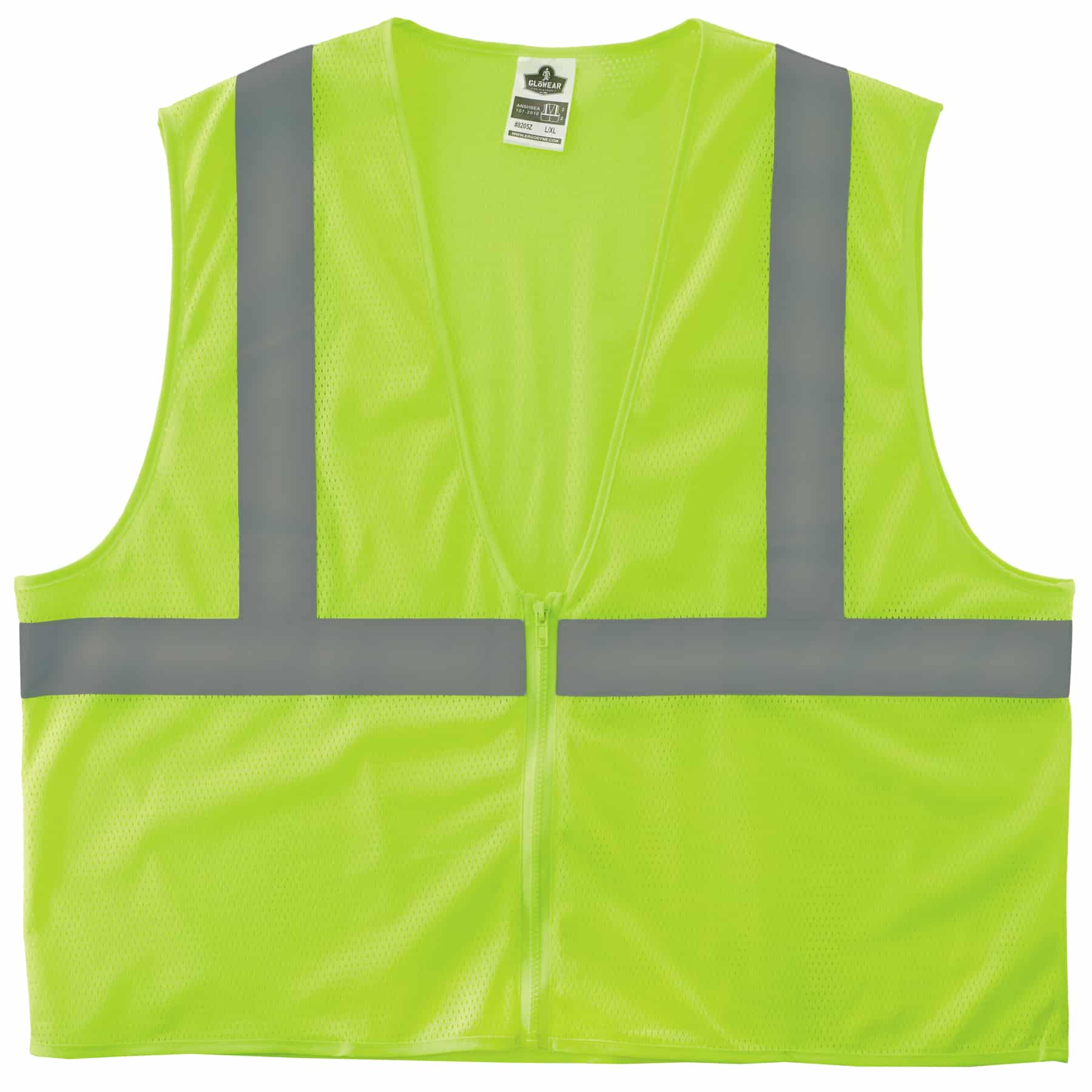 GloWear 8205Z Hi-Vis Safety Vest - Type R, Class 2 - Zipper, No Pockets