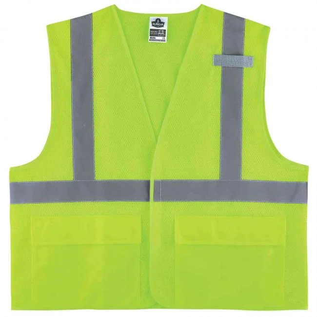 GloWear 8220HL Mesh Hi-Vis Safety Vest - Type R, Class 2, Hook & Loop, 3 Pockets