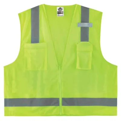 GloWear 8249Z Hi-Vis Surveyor Vest - Type R, Class 2, Zipper, 4 Pockets