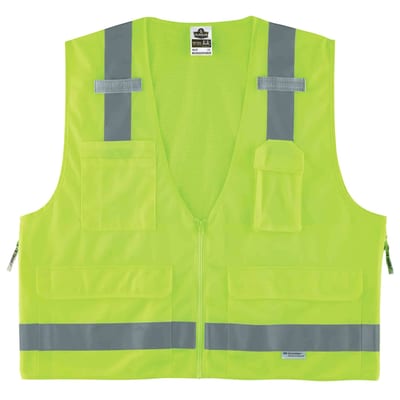 GloWear 8250Z Hi-Vis Surveyor Vest - Type R, Class 2, Zipper, 7 Pockets