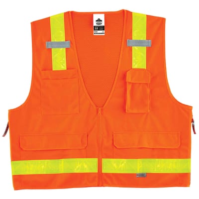 GloWear 8250ZHG Surveyor Vest - Type R, Class 2, Zipper, Combined Performance Tape