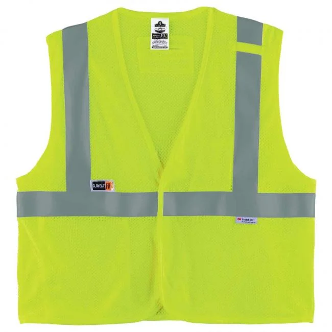 GloWear 8260FRHL Hi-Vis FR Safety Vest - Class 2, NFPA 70E, Mesh, Hook & Loop, GlenGuard