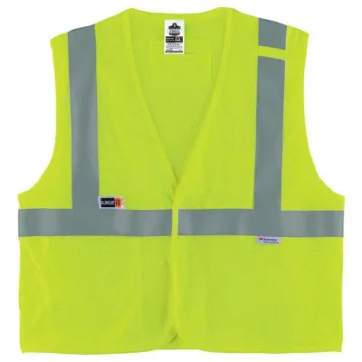 GloWear 8260FRHL Hi-Vis FR Safety Vest - Class 2, NFPA 70E, Mesh, Hook & Loop, GlenGuard