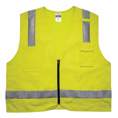 GloWear 8262FRZ Hi-Vis FR Surveyor Vest - Class 2, NFPA 70E, Solid Front, Mesh Back, Zipper