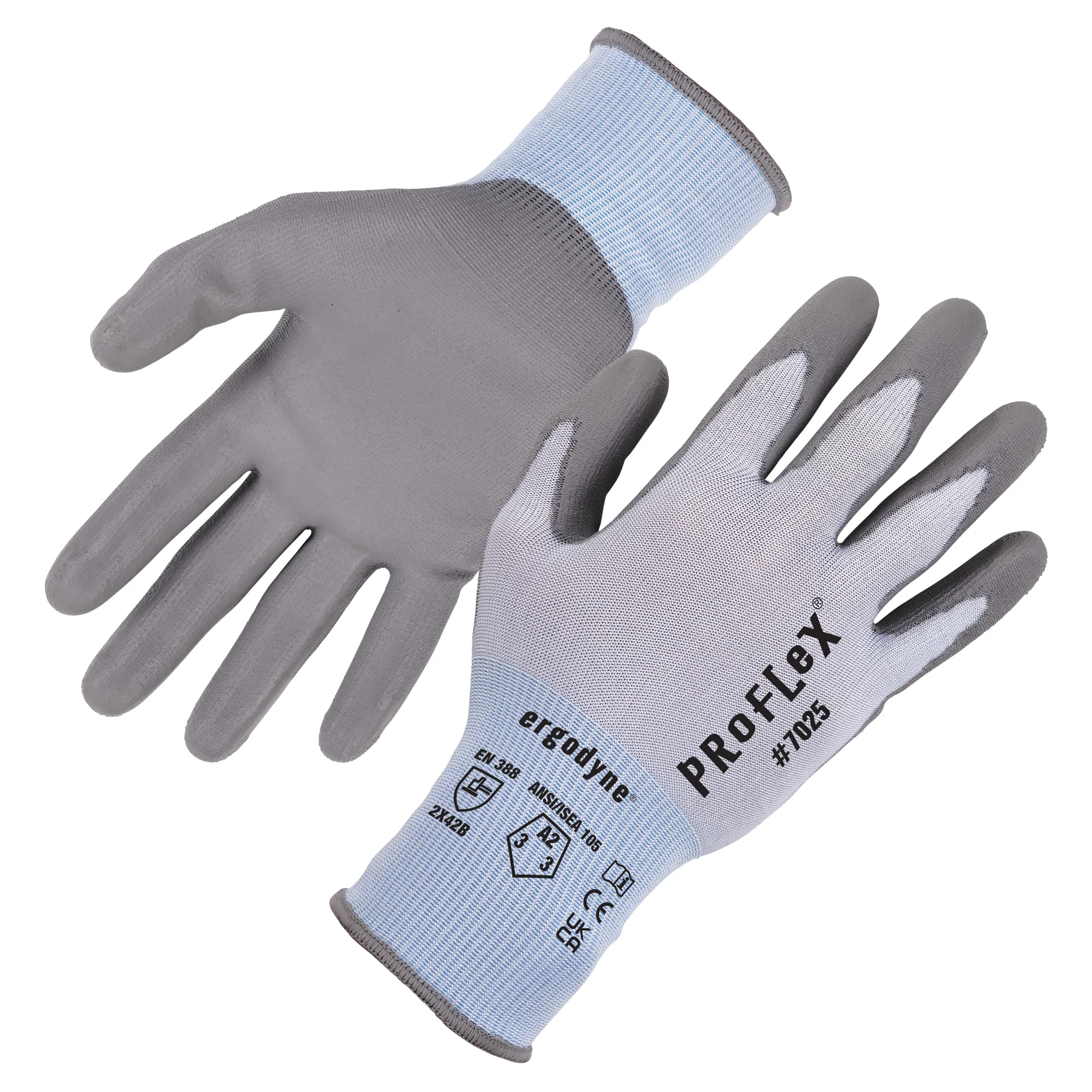 ProFlex 7025 PU Coated Cut-Resistant Gloves - ANSI/ISEA 105-2016 A2, EN 388: 2X42B, 18G
