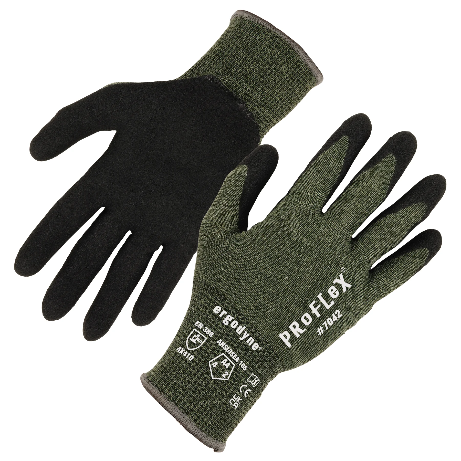 ProFlex 7042 Nitrile Coated Cut-Resistant Gloves - ANSI/ISEA 105-2016 A4, EN 388: 4X41D, 18G, Heat Resistant