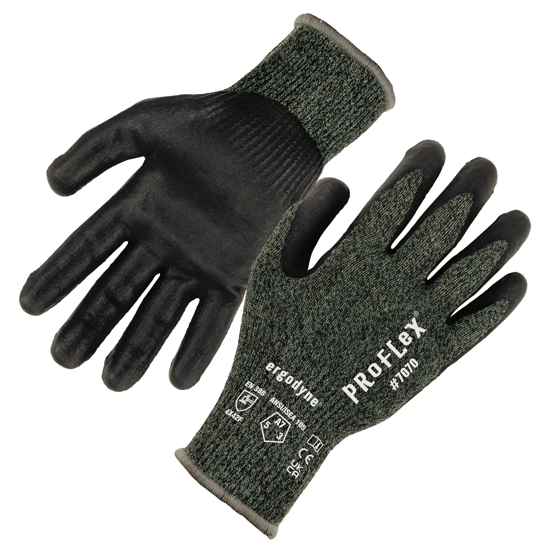 ProFlex 7070 Nitrile Coated Cut-Resistant Gloves - ANSI/ISEA 105-2016 A7, EN 388: 4X42F, 13G, Heat Resistant