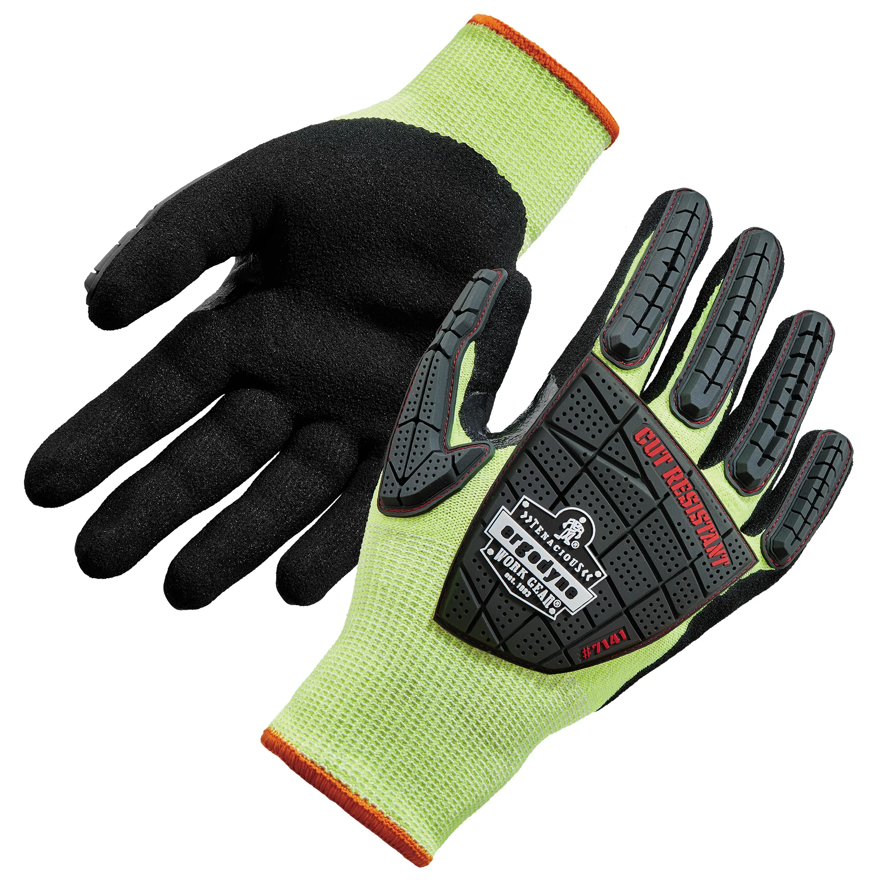 ProFlex 7141 Hi-Vis Nitrile Coated Cut-Resistant Gloves - ANSI/ISEA 105-2016 A4, EN 388: 4X42DP, 13G, Wet Grip, Dorsal Protection