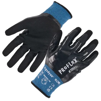 ProFlex 7251 Fully Coated Nitrile Cut-Resistant Gloves - ANSI/ISEA 105-2016 A5, EN 388 4X42D, Water-Resistant, 21G