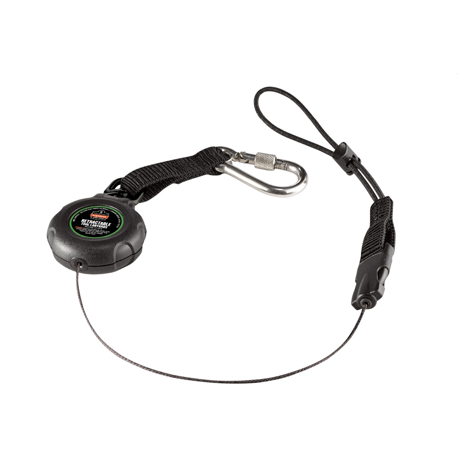 Squids 3001 Retractable Tool Lanyard - Stainless-Steel Carabiner and Loop - 2LBS