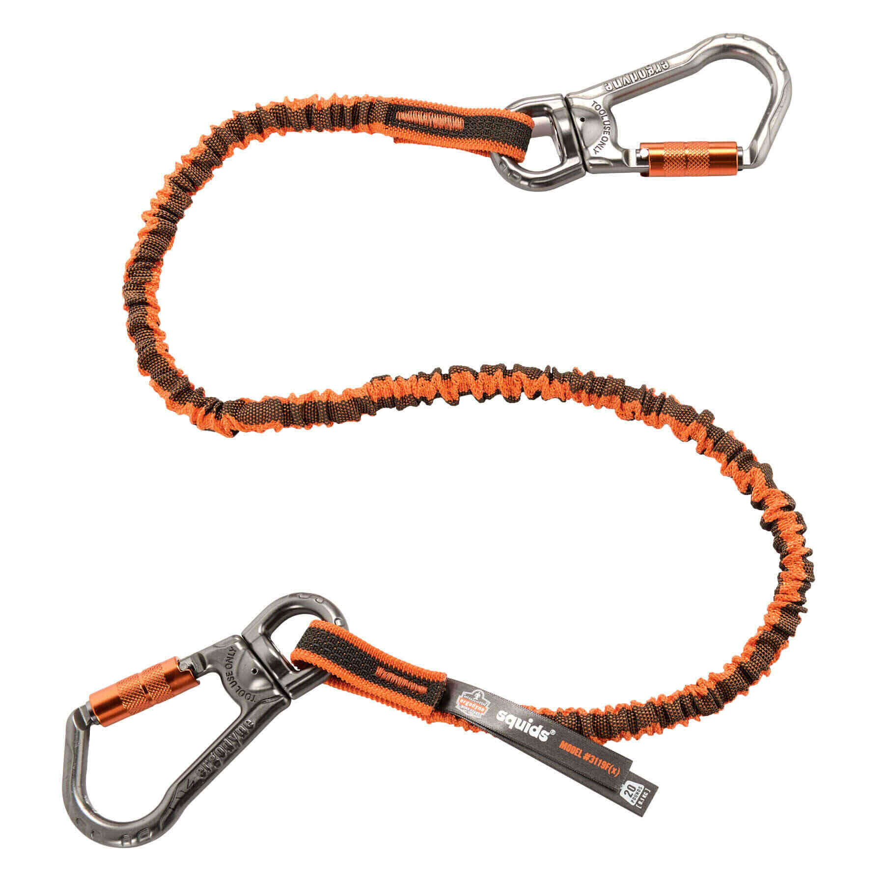 Squids 3119F(x) Tool Lanyard - Dual Double-Locking Swivel Carabiners - 25LBS