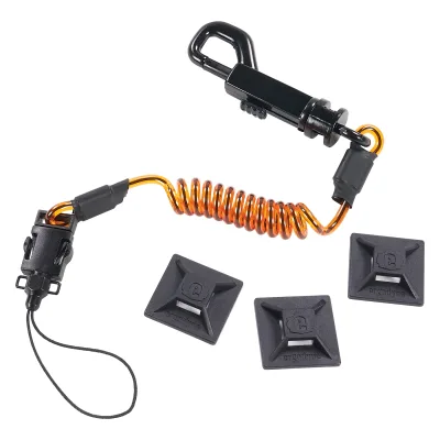 Squids 3151 Coil Lanyard Swivel Hook & Detachable Loop plus Mini Adhesive Mount - 2LB / 0.9kg