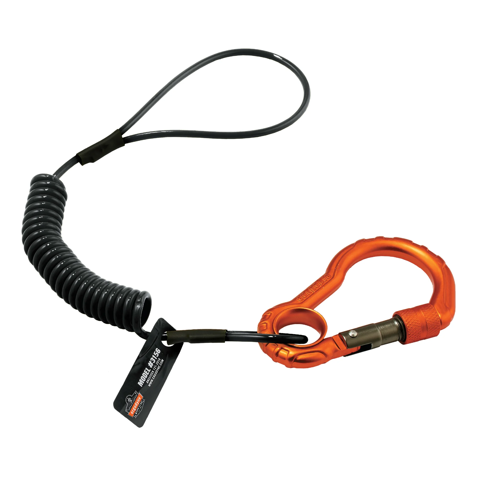 Squids 3156 Coiled Tool Lanyard with Single Carabiner - 2LBS / 0.9kg