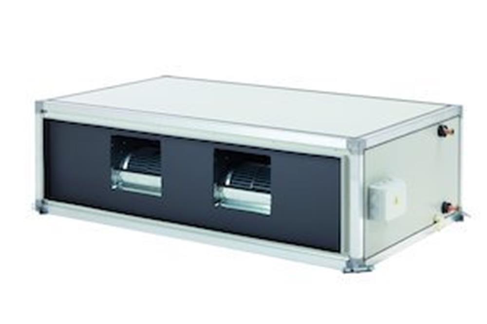 Eurapo EDS 060 high-pressure ducted fan coil, without plenum, EC inverter motor, 4-row coil, 2-way on/off valve, 23.8 kW cooling, 65 dB(A), 4769 m³/h, ESTEDS060-4R+OPT V2 2W
