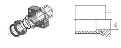 F37-324-50X5.0TFBCF Complete Half Flange hydraulic steel chromated - 1 1/2", 50mm, 3000psi