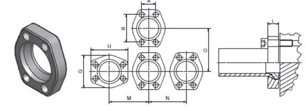 F37-632-CFX Loose Flange hydraulic steel chromated - 2", 2", 6000psi