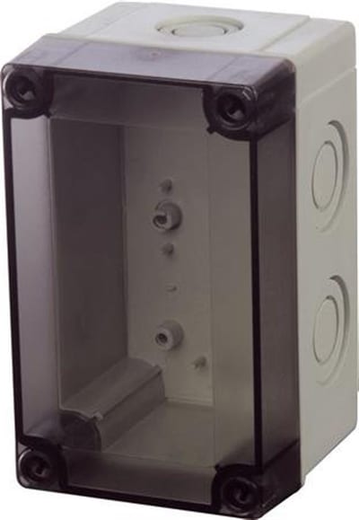 Fibox PCM100/75T Box with transparent lid - MNX, 130 x 80mm, 75mm, grey / Transparent, PC ( Polycarbonat )