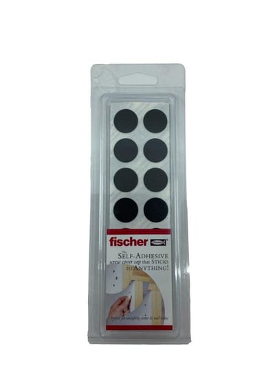 Fischer Cover Cap self-adhesive black - 14mm, 42PCS