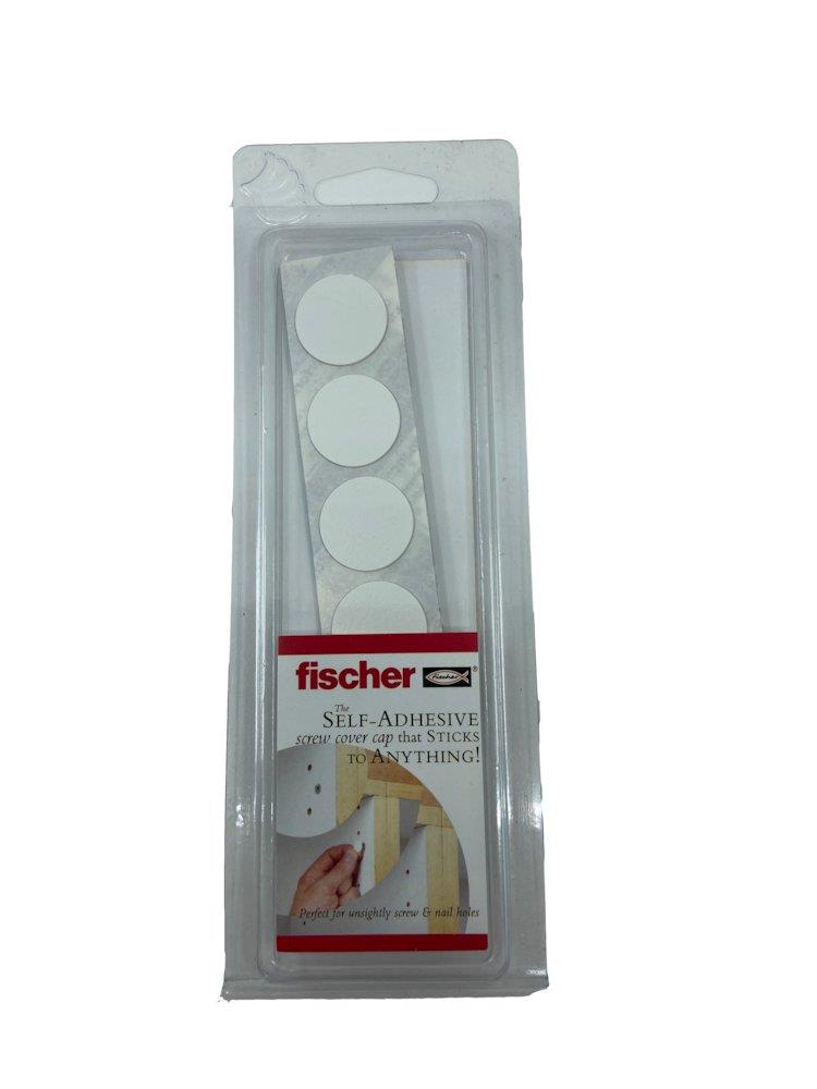 Fischer Cover Cap self-adhesive white - 18mm, 18PCS