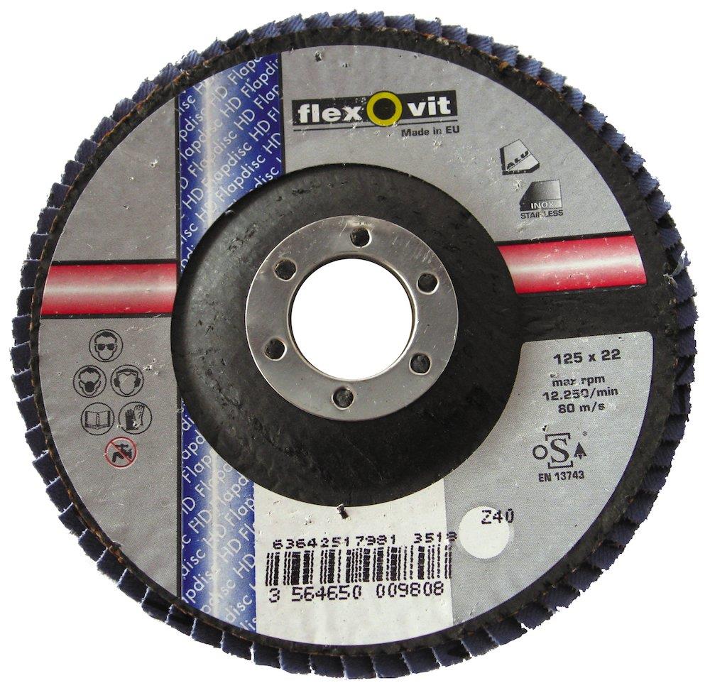 Flexovit Industrial Line Conical Flap Disc - 180 mm, Grit 40, Zirconia/Alumina