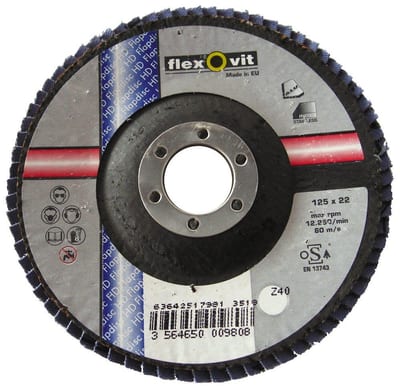 Flexovit Industrial Line Conical Flap Disc - 180 mm, Grit 40, Zirconia/Alumina