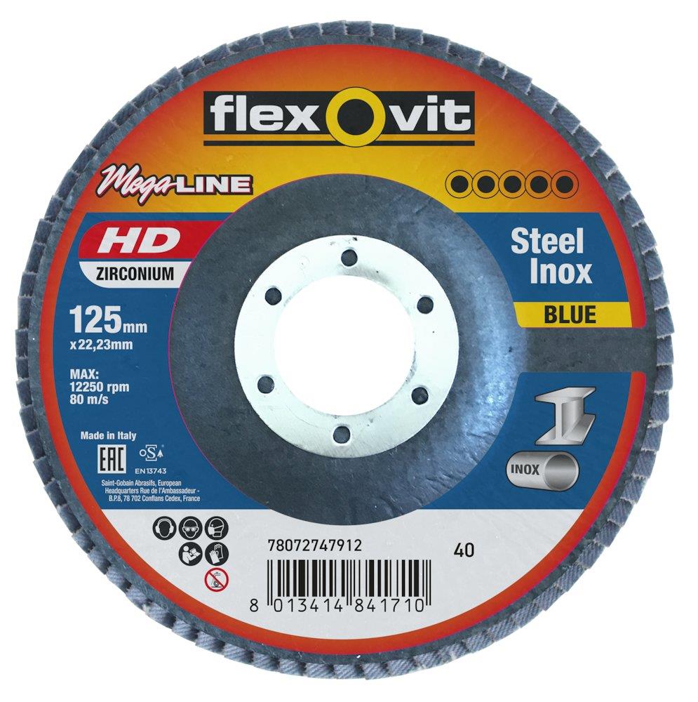 Flexovit Mega-Line HD Conical Flap Disc 125 mm Grit 40