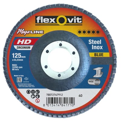 Flexovit Mega-Line HD Conical Flap Disc 125 mm Grit 40