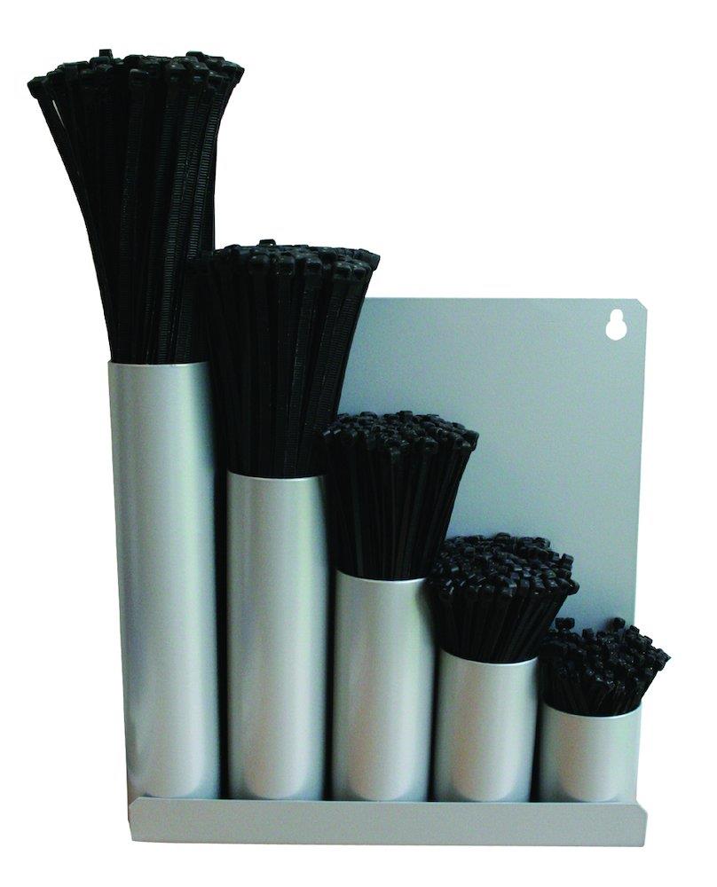 Flowconcept Cable Tie Assortment with wall holder, assorted - 4.8mm, 370mm, PA ( Polyamide ), black