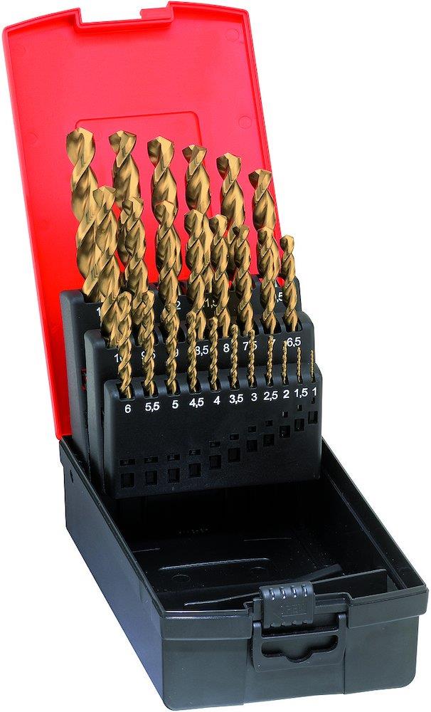 Format 1024 25-Piece HSS-E TiN Twist Drill Set DIN 338, 1-13 mm, Cylindrical Shank